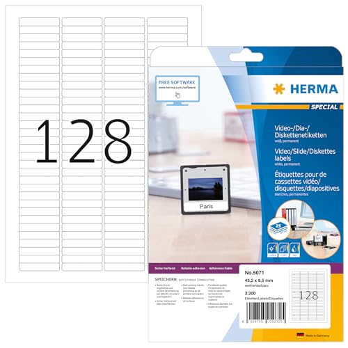 HERMA 5071 Dia Etiketten, selbstklebend & bedruckbar, 3200 Stück auf 25 Blatt, 43,2 x 8,5 mm. Ideal für Büro & Organisation. #HERMA #Etiketten #Selbstklebend #Bürobedarf #Weihnachten #Geschenk #Schnäppchen - Jetzt bei Amazon kaufen!