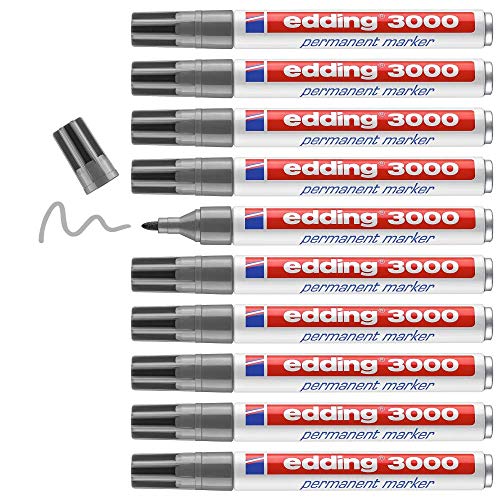 edding 3000 Permanentmarker in grau mit 1,5-3 mm Rundspitze. Set mit 10 Stiften. Schnell trocknend, wasserfest und wischfest. Ideal für Karton, Kunststoff, Holz und Metall. #edding #Permanentmarker #Schreibwaren #kreativ #Weihnachten #Geschenk #Preisfehler - Jetzt bei Amazon kaufen!