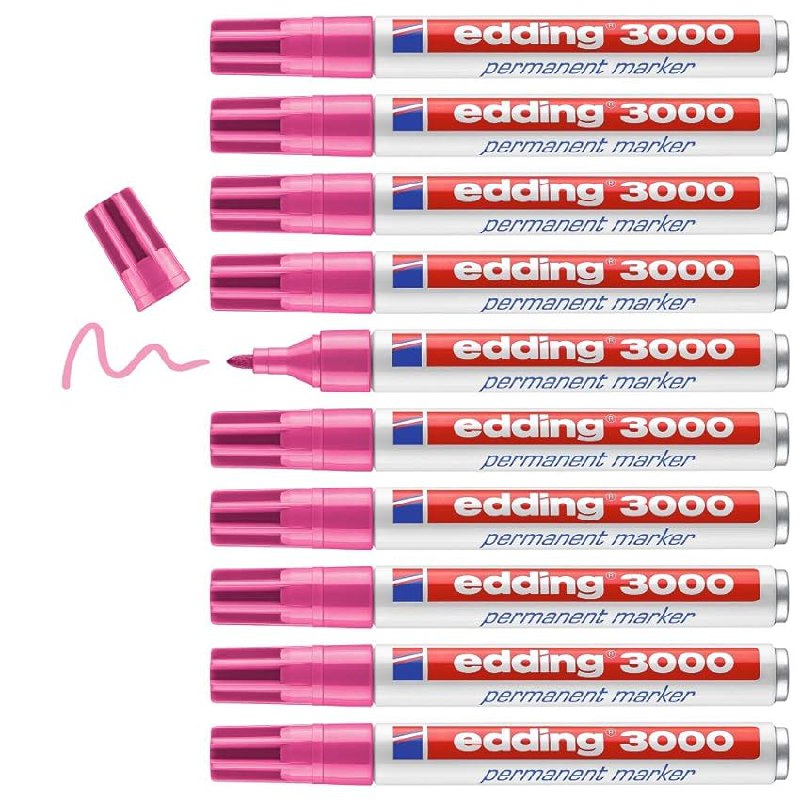 10 pink edding 3000 Permanentmarker mit Rundspitze 1,5 mm. Hochwertige Farbintensität für präzises Schreiben und Markieren. #edding #Permanentmarker #Schreibwaren #Schule #Weihnachten #Geschenk #Angebot - Jetzt bei Amazon kaufen!