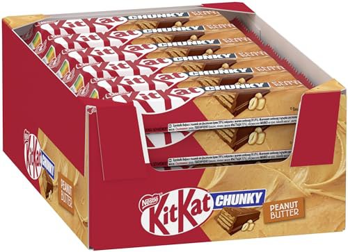 Genieße den knusprigen NESTLE KITKAT CHUNKY Peanut Butter Schokoriegel mit Erdnusscreme in 24er Packung. #Nestle #Kitkat #Schokoriegel #Genuss #Weihnachten #Geschenk #Deals - Jetzt bei Amazon kaufen!