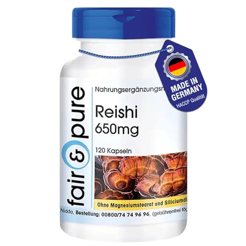 Fair Pure - Reishi Kapseln 650mg - 120 Kapseln - Ganoderma lucidum - Vitalpilz - hochdosiert - vegan #FairPure #ReishiKapseln #Vitalpilz #Gesundheit #Deutschland #Geschenk #Coupon - Jetzt bei Amazon kaufen!