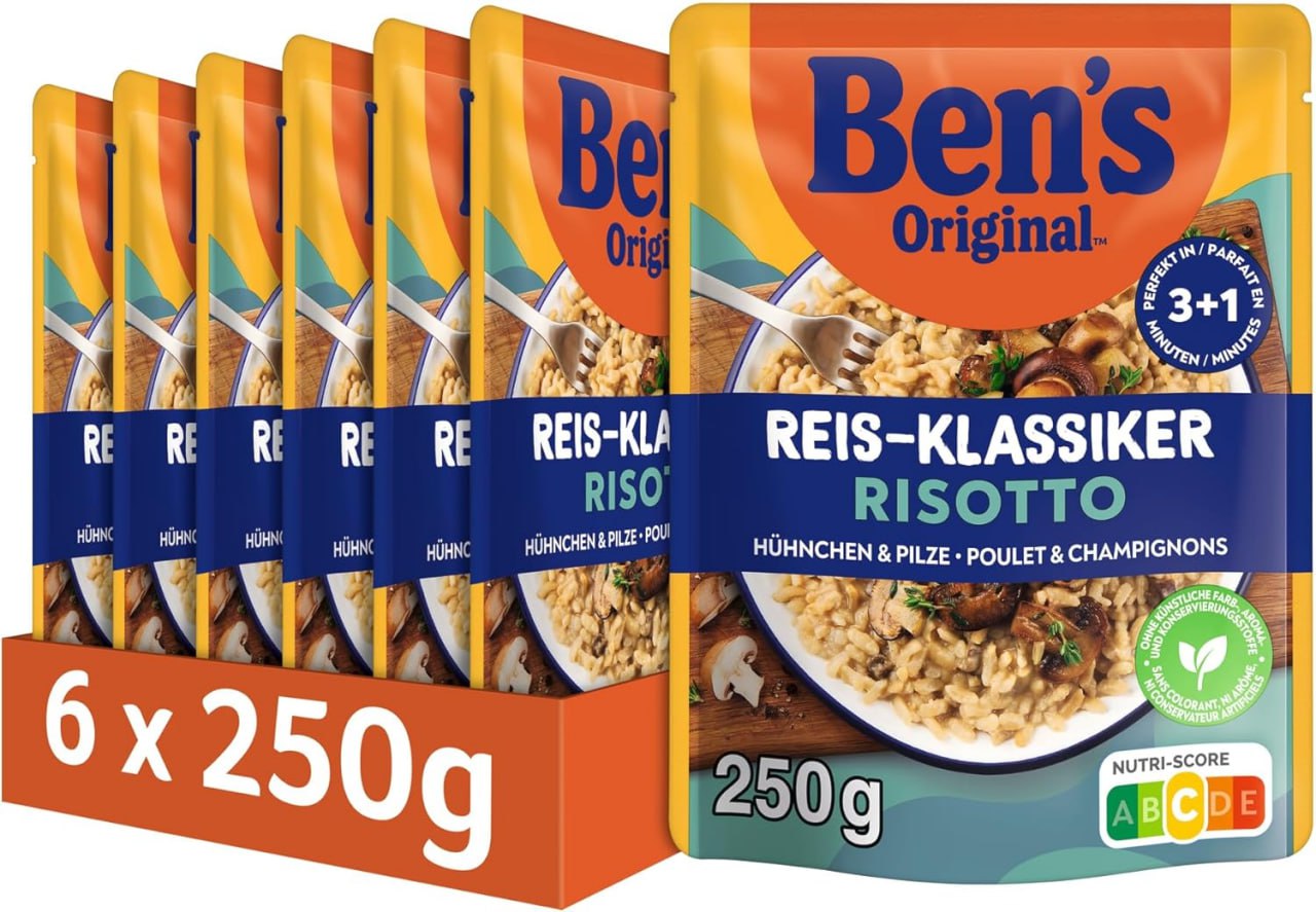 BENS ORIGINALTM Risotto mit Hühnchen und Pilzen in praktischer 6er Packung. Genieße leckeren Genuss in Minuten. #BENSORIGINAL #Risotto #Hühnchen #Köstlich #Weihnachten #Geschenk #Angebot - Jetzt bei Amazon kaufen!