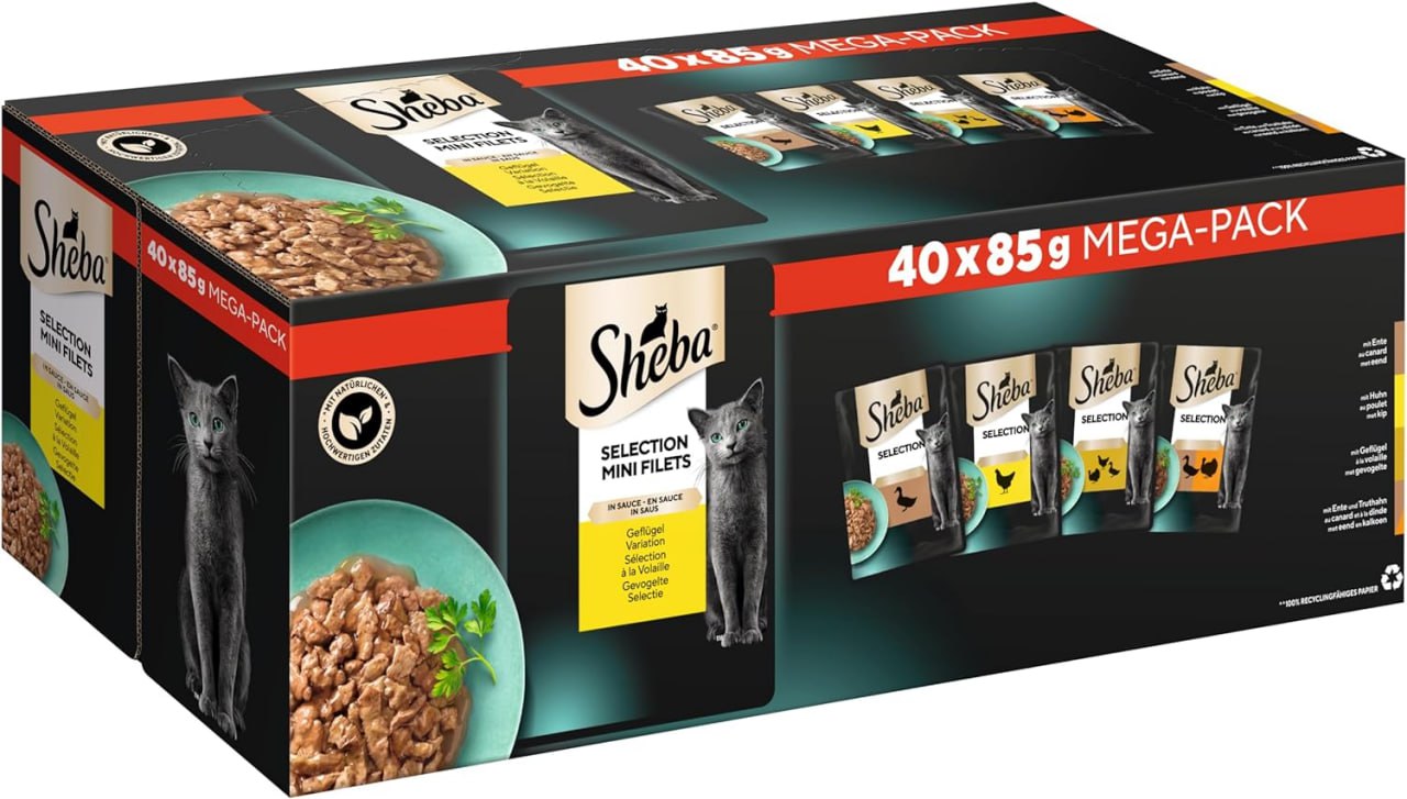 Sheba Katzennassfutter Selection in Sauce, 40x85g Portionsbeutel, Geflügel Variation #Sheba #Katzenfutter #nass #Tierliebe #Weihnachten #Geschenk #Coupon - Jetzt bei Amazon kaufen!