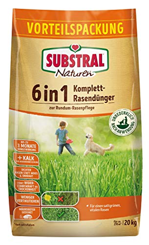 Substral Naturen Rasendünger 6in1 für 270 m2, mit Sofort & Langzeitwirkung, Kalk & Kalium, 20 kg #Substral #Rasendünger #Gartenpflege #Natürlich #Deutschland #Geschenk #Schnäppchen - Jetzt bei Amazon kaufen!