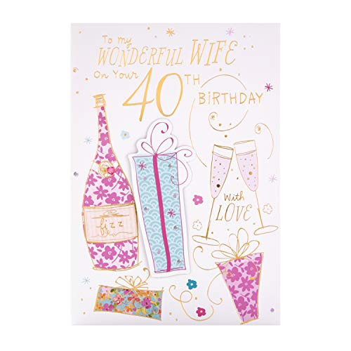 Hallmark Glückwunschkarte zum 40. Geburtstag für die Ehefrau, mit 3D-Design und Goldfolien-Details. #Hallmark #Geburtstagskarte #Ehefrau #Freude #Weihnachten #Geschenk #Angebot - Jetzt bei Amazon kaufen!