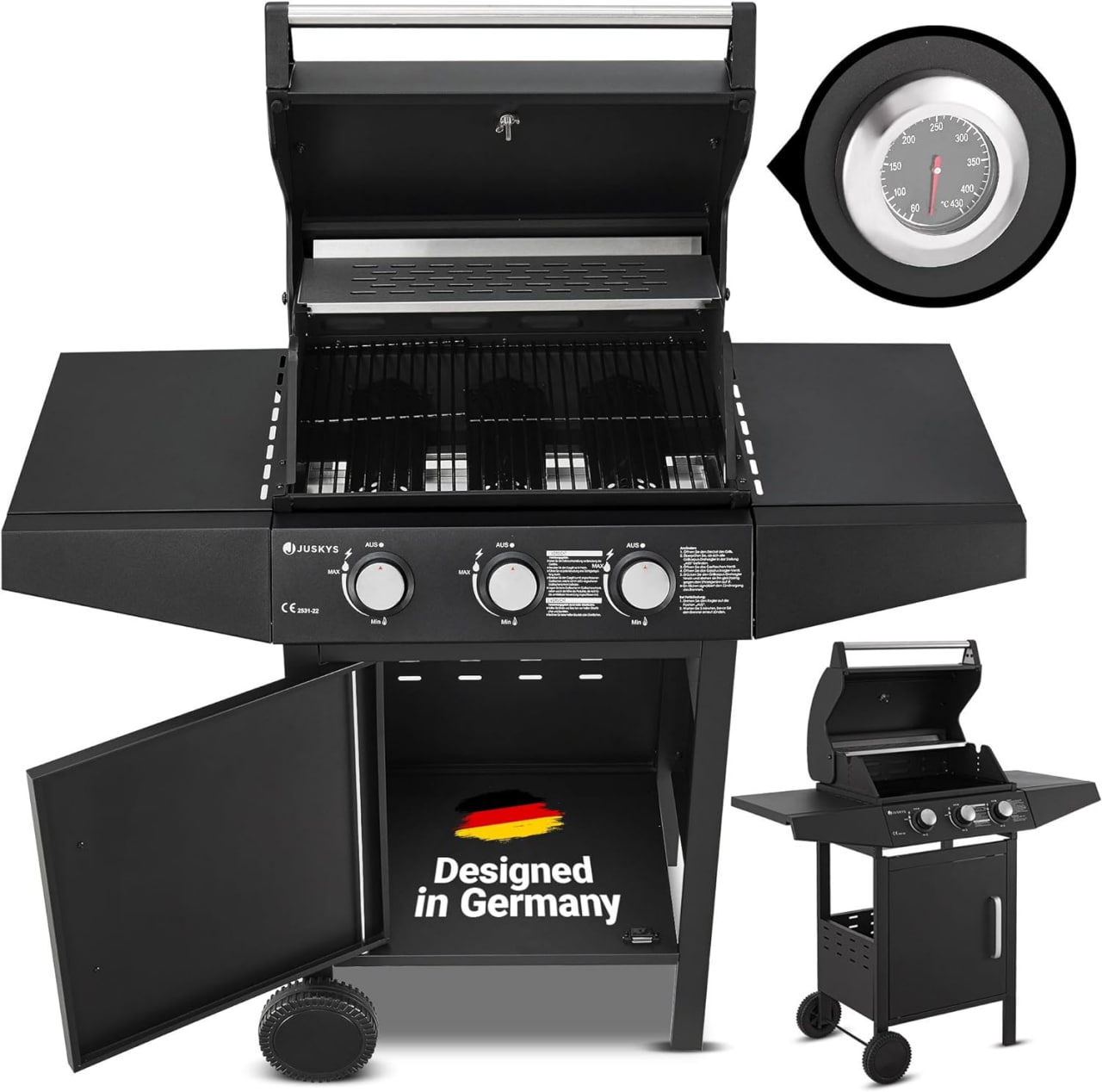 Juskys Gasgrill Louisiana 3 Brenner 8,1 kW mit Thermometer und Seitenablagen. Ideal für BBQ und Grillpartys. #Juskys #Gasgrill #BBQ #Sommerfeeling #Weihnachten #Geschenk #Deals - Jetzt bei Amazon kaufen!