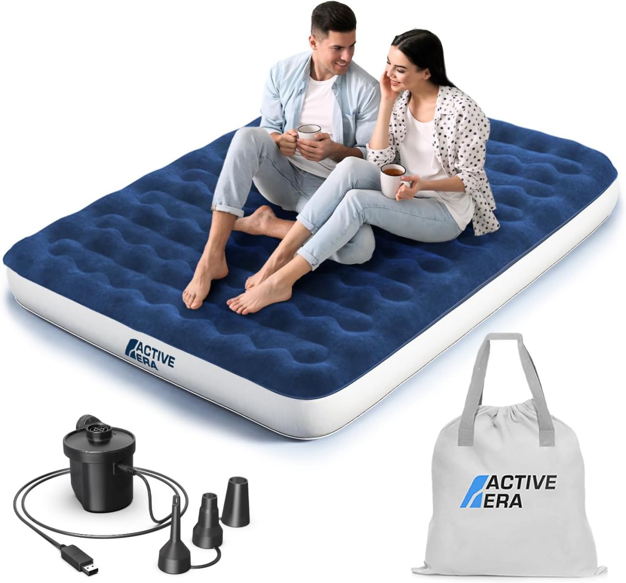 Komfortables Doppel-Luftbett für Camping mit eingebauter elektrischer Luftpumpe, USB-Ladekabel und integriertem Kissen. Ideal für 2 Personen. #ActiveEra #Luftbett #Camping #Outdoor #Deutschland #Geschenk #Coupon - Jetzt bei Amazon kaufen!