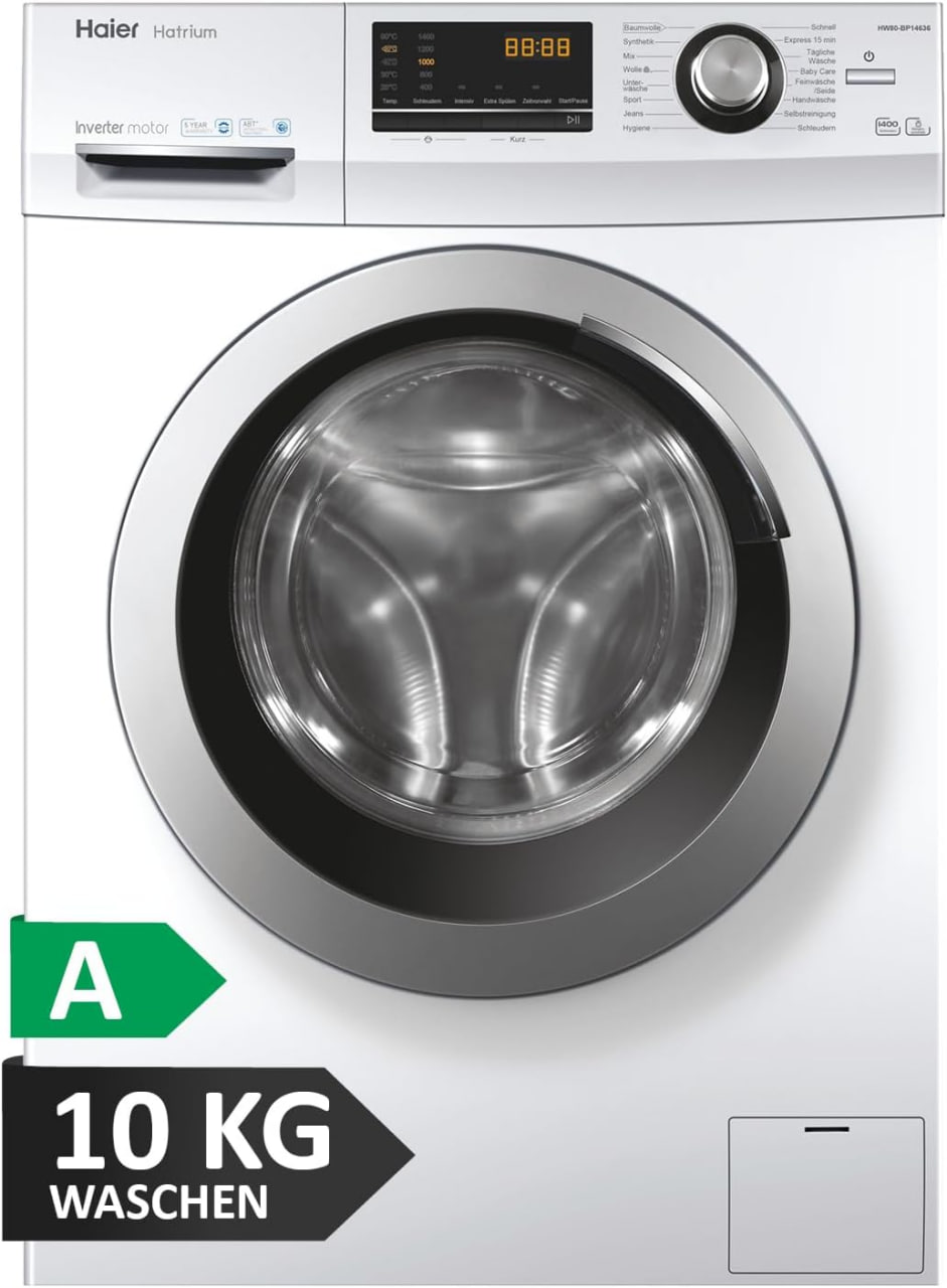 Haier SERIE 636 HW100-BP14636N Frontlader Waschmaschine 10kg mit A-Effizienz und Inverter-Motor. Vollwasserschutz, Dampffunktion, Mengenautomatik. #Haier #Waschmaschine #Frontlader #Energieeffizient #Weihnachten #Geschenk #Coupon - Jetzt bei Amazon kaufen!