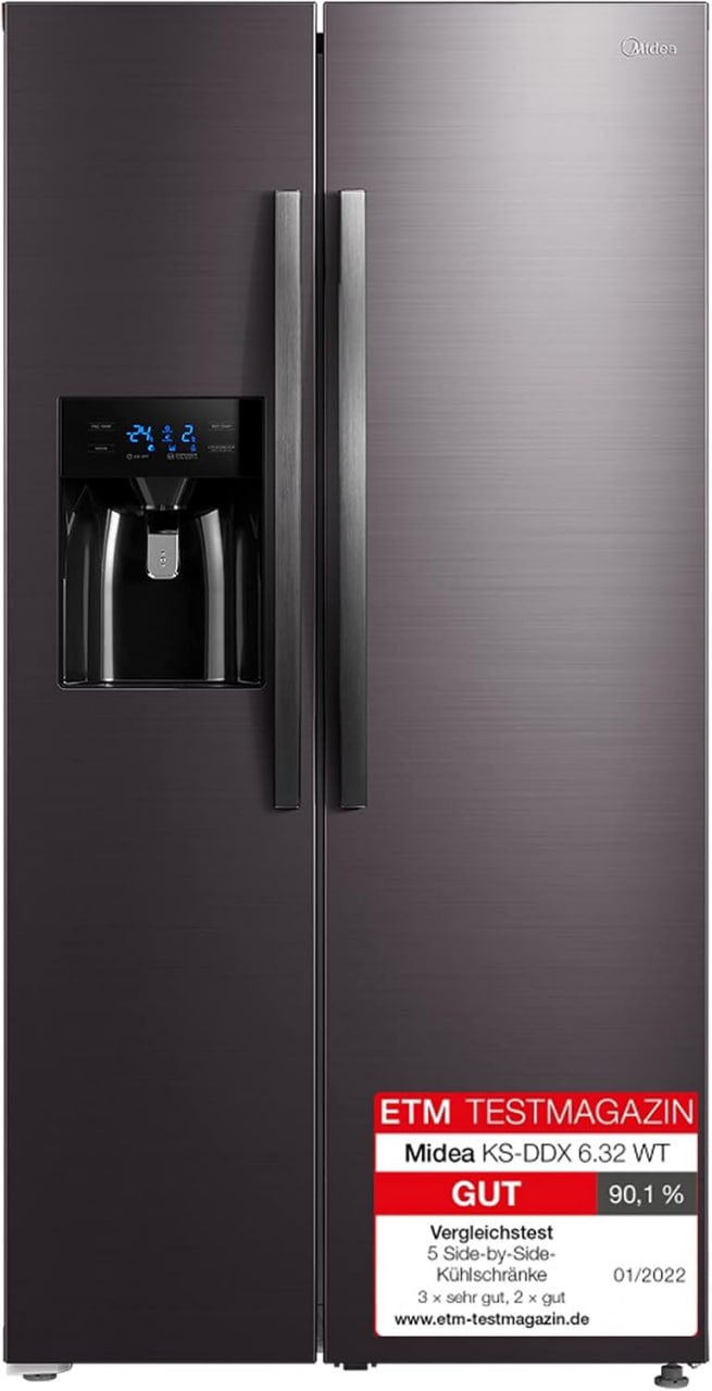 Midea Side-by-Side Kühlschrank mit 3in1 Wasser-Eisspender, No Frost-Technologie und Dual Inverter Kompressor. Energiesparend und stylisch in Dark Inox. #Midea #SidebySide #Kühl-Gefrierkombination #Haushaltsgeräte #Weihnachten #Geschenk #Deals - Jetzt bei Amazon kaufen!