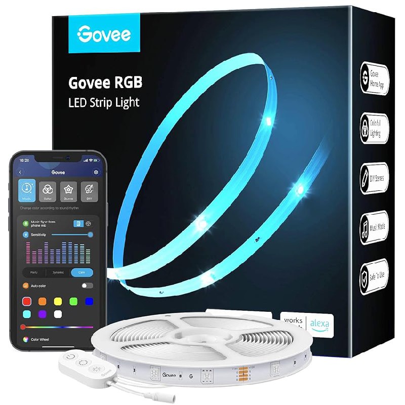 Govee LED Strip Smart RGB WiFi für App Steuerung, 5m Lichterkette Band. Einfache WLAN-Verbindung. #Govee #LED #SmartHome #Lichterkette #Deutschland #Geschenk #Deals - Jetzt bei Amazon kaufen!