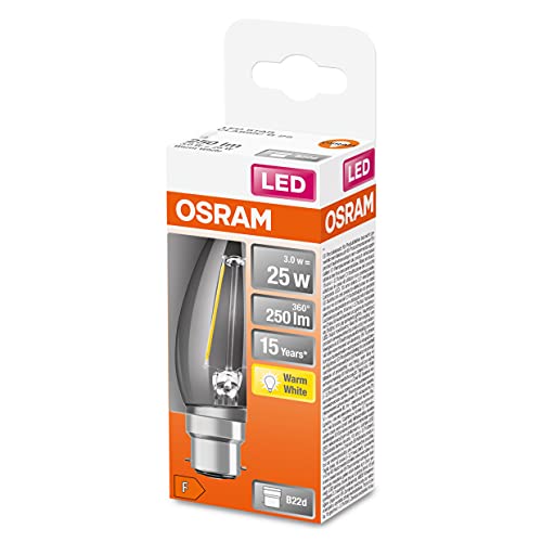 OSRAM LED Classic B25 - klare Filament LED-Lampe in Kerzenform, B22d Sockel, Warmweiß 2700K, Ersatz für 25W-Glühbirnen, 10er-Pack #OSRAM #LED #Lampe #Energiesparen #Weihnachten #Geschenk #Coupon - Jetzt bei Amazon kaufen!