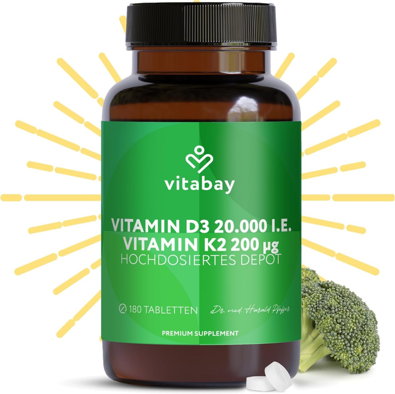 Hochdosiertes Vitamin D3 und K2 in veganen Tabletten für die Gesundheit der Knochen. #Vitabay #VitaminD3K2 #Gesundheit #Vitaminmangel #Deutschland #Geschenk #Deals - Jetzt bei Amazon kaufen!