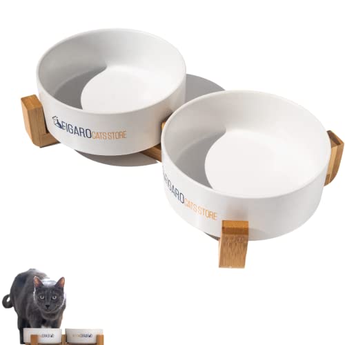 Schönes Set für Katzen mit 2 Keramikschalen auf Holzständer in Weiß. Ideal für Hunde und Katzen. #FigaroCats #Keramik #Katzen #Haustiere #Weihnachten #Geschenk #Schnäppchen - Jetzt bei Amazon kaufen!