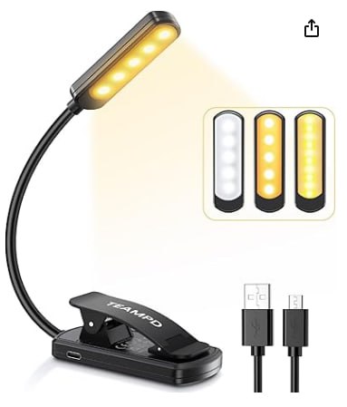 TEAMPD Reading Lamp Book Clamp - 10 LEDs, 3 Farbtemperatur-Modi, dimmbare Helligkeit, augenschonende Klemmlampe, USB aufladbar, 360 flexibel für Nachtlesen #TEAMPD #Leselampe #Klemmlampe #Energiesparen #Weihnachten #Geschenk #Preisfehler - Jetzt bei Amazon kaufen!