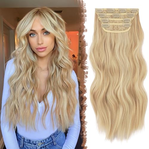 Holen Sie sich mit den FESHFEN Clip-in hair extensions im Mix aus Dunkelgold und Beigeblond volles Haar im Handumdrehen. Perfekt für Frauen, 180g leicht. #FESHFEN #Haarverlangerungen #ClipInExtensions #WavyExtensions #Weihnachten #Geschenk #Schnäppchen - Jetzt bei Amazon kaufen!