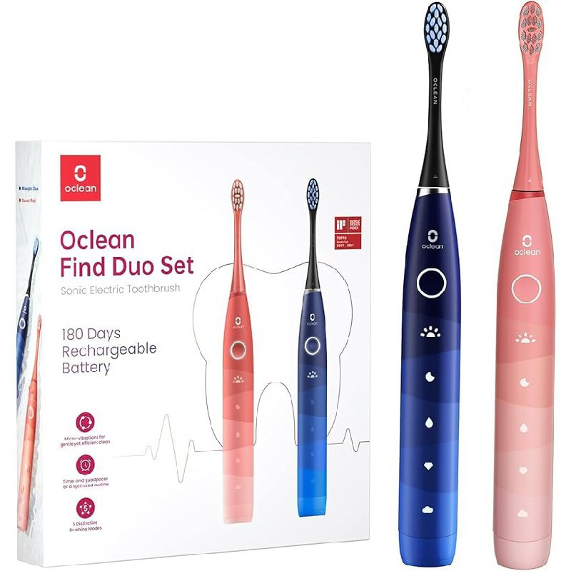 Oclean Find Duo Set Elektrische Zahnburste mit 5 Modi, inkl. 2er Electric Toothbrush. Strahlend saubere Zähne zum Schnäppchenpreis! #Oclean #ElektrischeZahnbürste #Zahnpflege #Angebot #Weihnachten #Geschenk #Angebot - Jetzt bei Amazon kaufen!