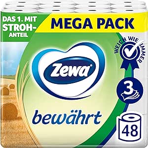 Zewa bewahrt - 48 Rollen Toilettenpapier - Innovatives 3-lagiges Papier mit Strohanteil für extra Komfort #Zewa #Toilettenpapier #WC #Angebot #Deutschland #Geschenk #Schnäppchen - Jetzt bei Amazon kaufen!