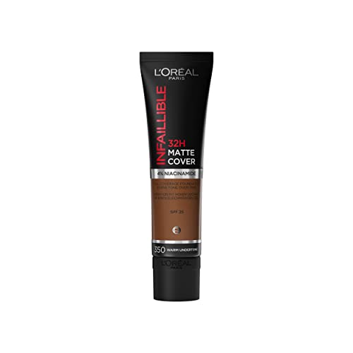 L'Oreal Paris Infaillible 32H Matte Cover Foundation 350, langanhaltendes flüssig-Make-up mit warmem Unterton, hohe Deckkraft, Formel mit 4 Niacinamiden, wasser- und wischfest, 1 x 30ml #LOrealParis #Foundation #Makeup #Angebot #Deutschland #Geschenk #Preisfehler - Jetzt bei Amazon kaufen!