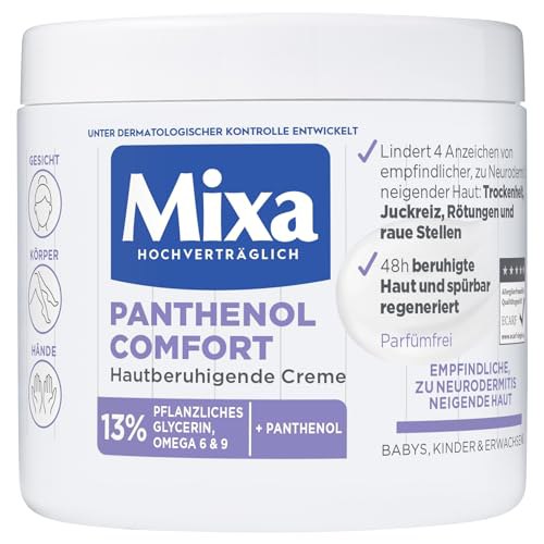 Mixa Panthenol Creme mit Pflege für trockene Haut, wirkt beruhigend bei Neurodermitis. Hautpflege mit Panthenol Comfort. #Mixa #Pflegecreme #Neurodermitis #Wundheilung #Weihnachten #Geschenk #Coupon - Jetzt bei Amazon kaufen!