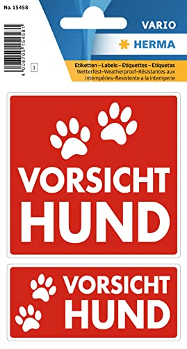 HERMA 15458 Vorsicht Hund Aufkleber, wetterfest, 2 Stück, selbstklebend, für Innen- und Außenbereich. #HERMA #Aufkleber #Hund #Sicherheit #Weihnachten #Geschenk #Preisfehler - Jetzt bei Amazon kaufen!