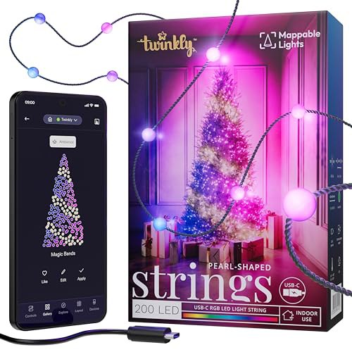 Twinkly Strings USB-C Pearls 200 LED, RGB LED-Lichterkette in Perlenform, kompatibel mit Alexa und Google Home, Weihnachtsdeko #Twinkly #LED #Lichterkette #SmartHome #Weihnachten #Geschenk #Deals - Jetzt bei Amazon kaufen!