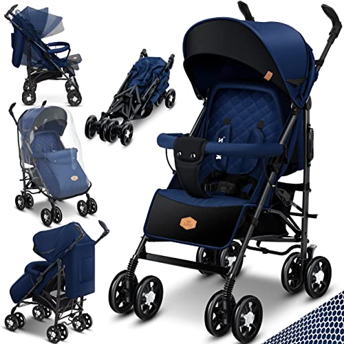 KIDIZ Kinderwagen City-Pro Buggy, klappbar, Liegebuggy mit Moskitonetz und Fußsack, 360° Räder, Regenverdeck, Navyblau/Schwarz #KIDIZ #Kinderbuggy #Liegebuggy #Sportwagen #Weihnachten #Geschenk #Deals - Jetzt bei Amazon kaufen!