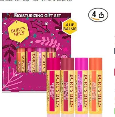 Burts Bees Lip Balm mit Bienenwachs und fruchtigen Aromen in Pfirsich, Wassermelone, Granatapfel und Drachenfrucht. #BurtsBees #LipBalm #Fruchtig #Angebot #Weihnachten #Geschenk #Rabatt - Jetzt bei Amazon kaufen!