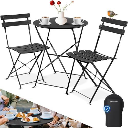 KESSER Bistroset mit klappbaren Stühlen für Balkon oder Garten. Stilvolles Design in Schwarz. Entspannen und genießen. #KESSER #Gartenmöbel #Bistroset #Entspannung #Weihnachten #Geschenk #Coupon - Jetzt bei Amazon kaufen!