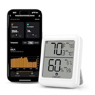 Digitales Thermometer Hygrometer mit Bluetooth-Verbindung und Smiley-Indikator. Ideal für Innenräume wie Büros, Weinkeller und Gewächshäuser. #HBN #Raumthermometer #Luftfeuchtigkeitsmesser #SmartHome #Weihnachten #Geschenk #Rabatt - Jetzt bei Amazon kaufen!