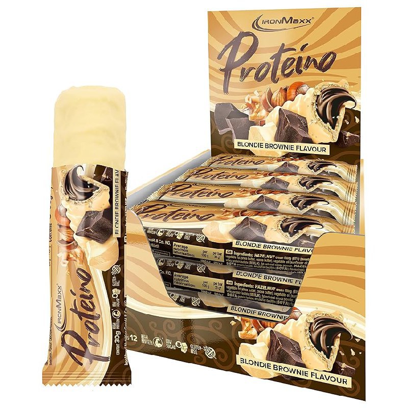 IronMaxx Proteino Proteinriegel - Blondie Brownie 12 x 30g. Hochwertiger Snack für unterwegs, sorgt für Extra-Power. #IronMaxx #Proteinriegel #BlondieBrownie #Fitness #Weihnachten #Geschenk #Schnäppchen - Jetzt bei Amazon kaufen!