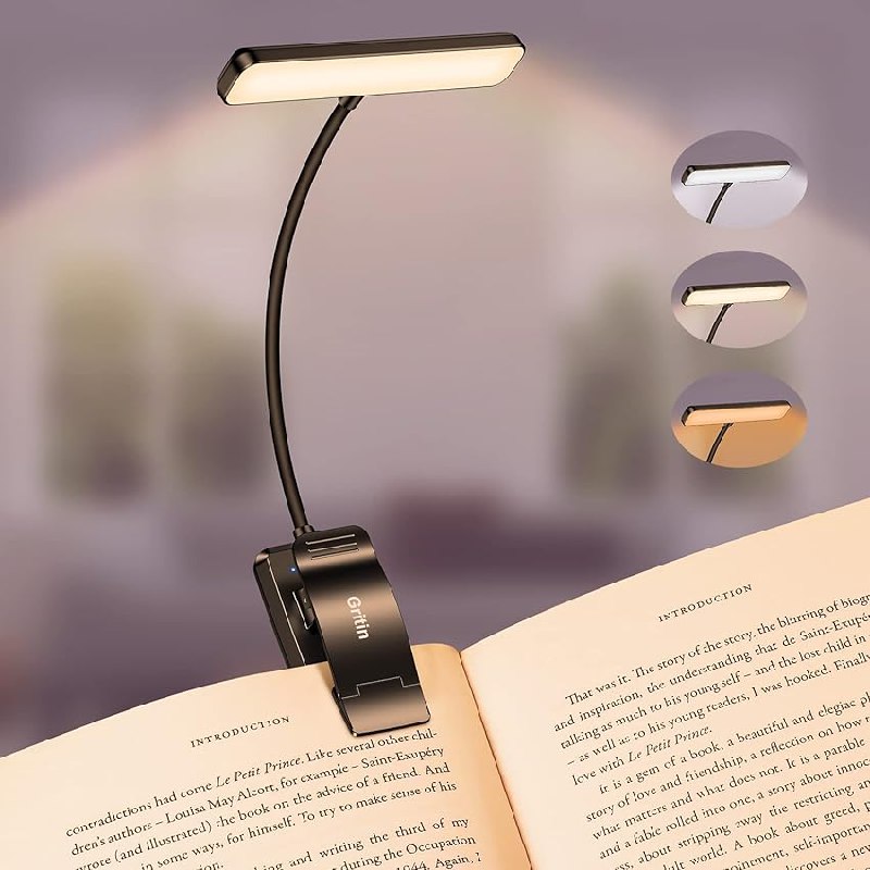 Gritin Leselampe mit Klemme für Bücher, wiederaufladbar über USB, ausgestattet mit 19 LEDs. Perfekt zum Lesen bei Nacht. #Gritin #Leselampe #Buchlampe #Lesenundleuchten #Weihnachten #Geschenk #Angebot - Jetzt bei Amazon kaufen!