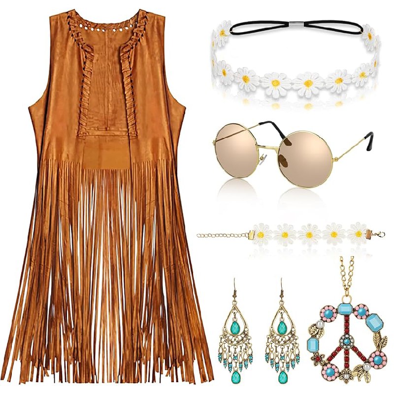 Alintor Hippie Kostum Damen für Fasching mit passenden Accessoires. Stylisch und bequem für jedes Hippie-Outfit. #Alintor #HippieKostüm #Faschingskostüm #Fashionista #Deutschland #Geschenk #Rabatt - Jetzt bei Amazon kaufen!