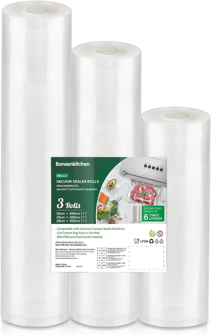 Bonsenkitchen Vakuumrollen 20x300cm, 3 Rollen für Lebensmittel Vakuumiergerät, BPA-frei #Bonsenkitchen #Vakuumrollen #Lebensmittel #Küche #Deutschland #Geschenk #Deals - Jetzt bei Amazon kaufen!