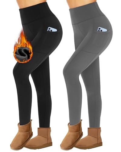 Damen Thermo Leggings im 2er Pack für den Winter. High Waist mit Taschen und gefüttert. Ideal für Sport und Freizeit. #Missluck #ThermoLeggings #Wintermode #MustHave #Deutschland #Geschenk #Coupon - Jetzt bei Amazon kaufen!