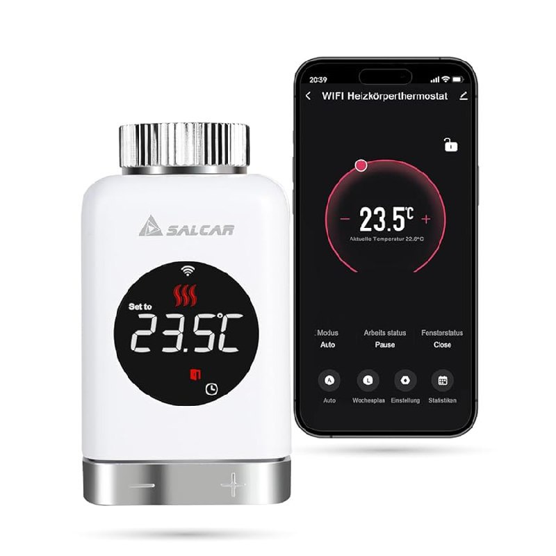 SALCAR Heizkorperthermostat TRV801W mit Smart LCD WiFi Thermostat, kompatibel mit verschiedenen Heizungsarten. #SALCAR #Heizung #SmartThermostat #Angebot #Deutschland #Geschenk #Deals - Jetzt bei Amazon kaufen!