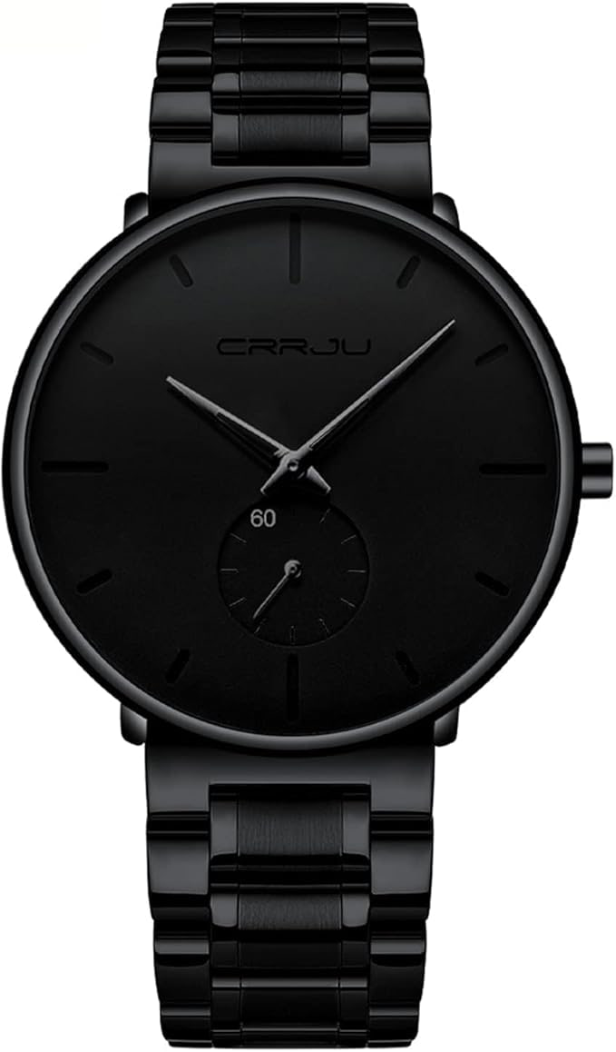 Ultra-dünne Herrenuhr von CRRJU mit schwarzem Zifferblatt und Edelstahlarmband. Stilvoll und zeitlos! ⌚️#CRRJU #Herrenuhren #Edelstahl #Minimalistisch #Deutschland #Geschenk #Coupon - Jetzt bei Amazon kaufen!