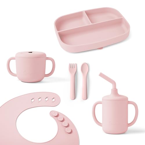 Ergobaby Kindergeschirr-Set Deluxe, ideal für Babys und Kleinkinder ab 6 Monaten, inkl. 2 Bechern, Tablett, Latzchen und Besteck. BPA-frei. #Ergobaby #Kindergeschirr #Baby #BlushPink #Weihnachten #Geschenk #Preisfehler - Jetzt bei Amazon kaufen!