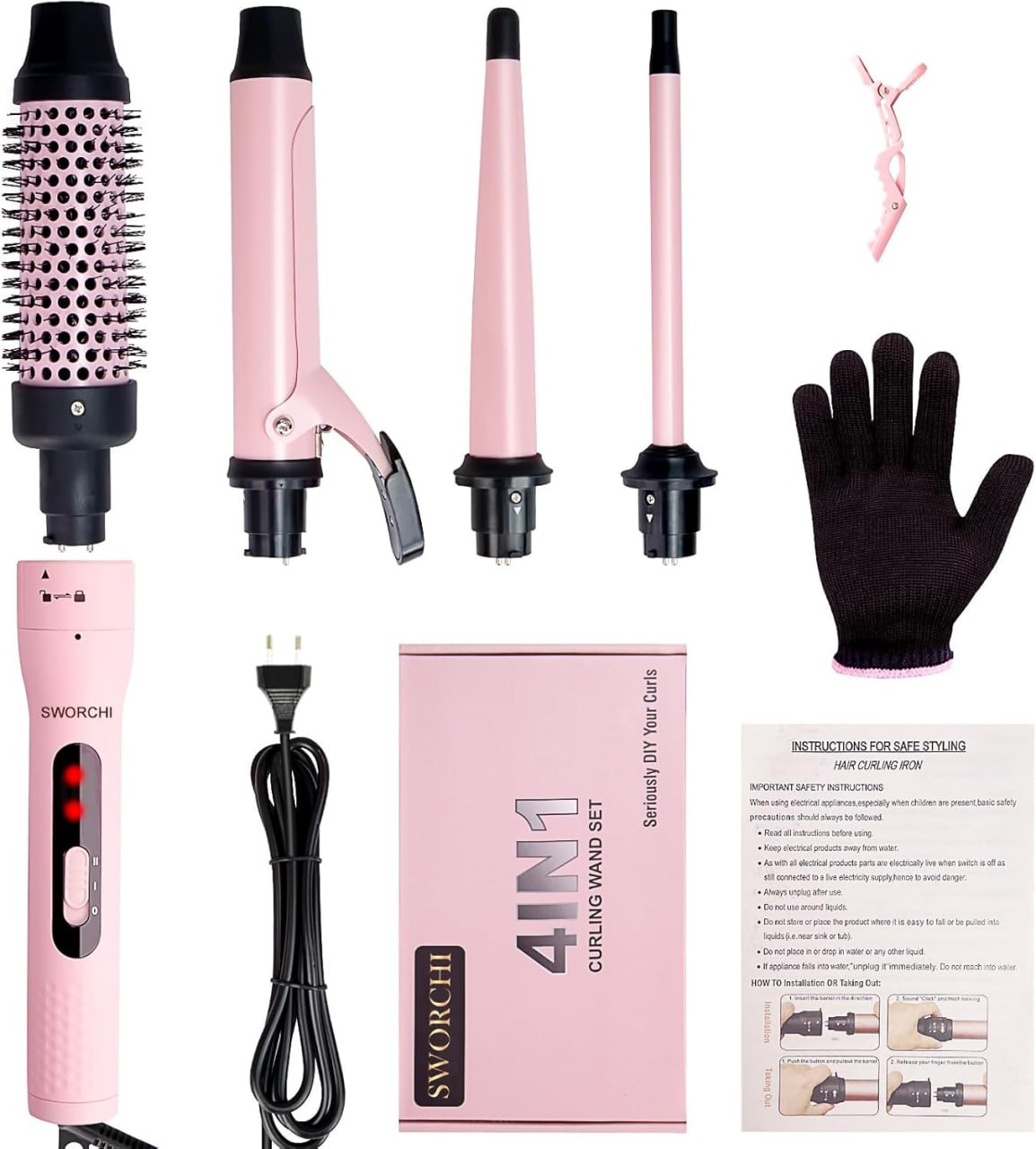 4-in-1 Lockenstabset für große und kleine Locken. Mit verschiedenen Aufsätzen und 2 Temperatureinstellungen. Inklusive Handschuhe. #SWORCHI #Lockenstab #Haarstyling #Beauty #Deutschland #Geschenk #Preisfehler - Jetzt bei Amazon kaufen!