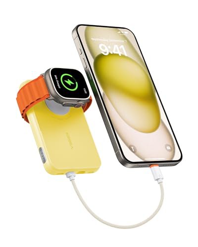 VEGER Mini Power Bank 20W PD, 10000mAh mit Apple auf USB C Kabel, Apple Watch Laden, 2X USB-C, LED Display. Kompatibel mit iPhone, Apple Watch9-1, Handys. Gelb #VEGER #Powerbank #Apple #Technologie #Weihnachten #Geschenk #Angebot - Jetzt bei Amazon kaufen!