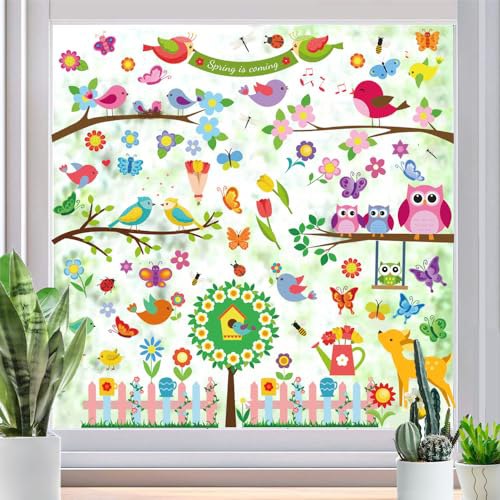 ANTHYTA 9 Blatter Fensterbilder Fruhling Selbstklebend mit Blumen, Vogel, Schmetterlinge. Dekorativ und leicht anzubringen. #ANTHYTA #Fensterbilder #Fruhling #Blumen #Weihnachten #Geschenk #Preisfehler - Jetzt bei Amazon kaufen!