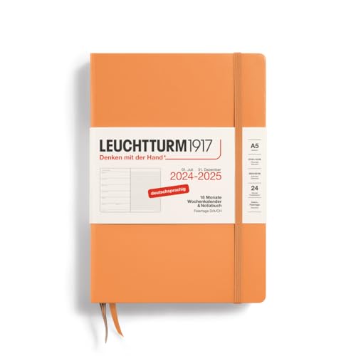 LEUCHTTURM1917 370616 Wochenkalender Notizbuch 2025, A5 Hardcover, liniert - 18 Monatsplaner mit 80 g Papier in Apricot. #LEUCHTTURM1917 #Wochenkalender #Notizbuch #Planer #Weihnachten #Geschenk #Schnäppchen - Jetzt bei Amazon kaufen!