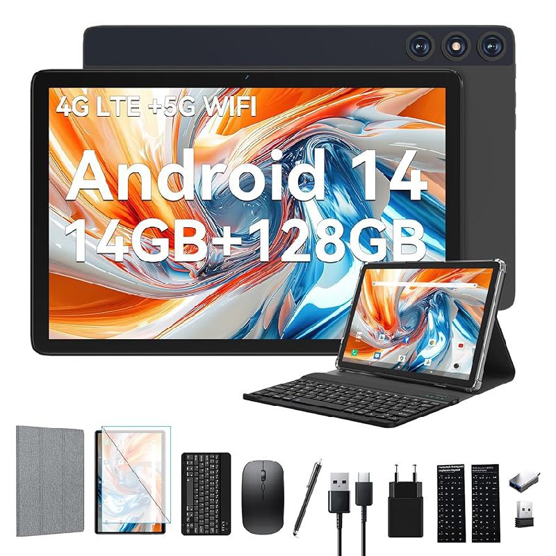 Android Tablet mit großem Display und 4G LTE-Funktionalität. Ideal für mobiles Arbeiten oder Entertainment unterwegs. #AndroidTablet #4GLTE #WiFi #TechGadgets #Weihnachten #Geschenk #Schnäppchen - Jetzt bei Amazon kaufen!