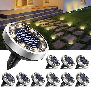 Set mit 10 solarbetriebenen Bodenleuchten für den Außenbereich. Wasserdicht und mit 8 LEDs pro Leuchte für warmweißes Licht. Ideal für Garten, Terrasse und Auffahrt. #btfarm #Solarlampen #Gartenbeleuchtung #Umweltfreundlich #Weihnachten #Geschenk #Angebot - Jetzt bei Amazon kaufen!