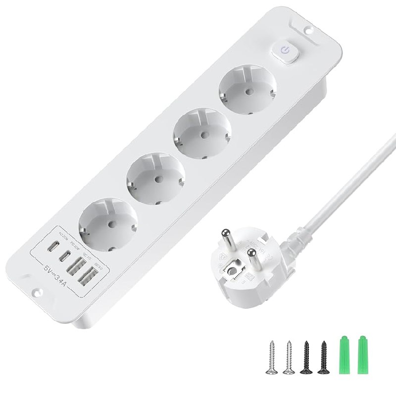 Versenkbare Steckdose mit 4-fach Anschluss und 2 USB-Ports für nur 23,99€ statt 29,99€. Ideal für die moderne Stromeinspeisung. #Steckdose #Einbau #USB #Technik #Weihnachten #Geschenk #Deals - Jetzt bei Amazon kaufen!