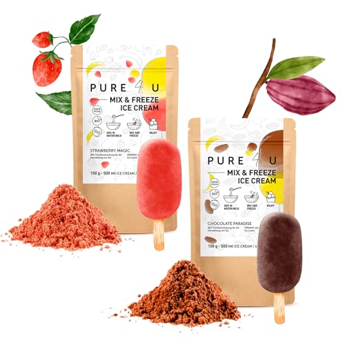 Mach dir mit PURE4U BIO MixFreeze Erdbeer und Choco-Eis Pulver ohne Zucker und Zusatzstoffe tolles Eis zu Hause! #PURE4U #Eis #Bio #Lecker #Weihnachten #Geschenk #Deals - Jetzt bei Amazon kaufen!