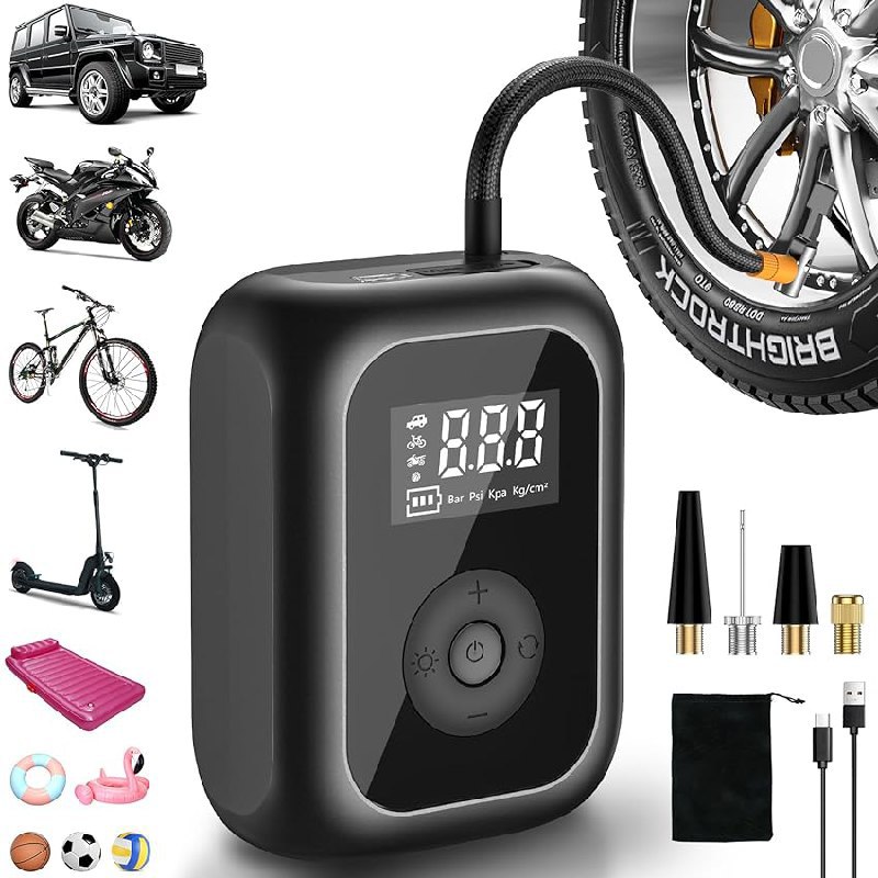 Elektrische Fahrradpumpe mit 6000mAh, Mini Kompressor für Reifen bis 10,3 bar. Top-Qualität zum unschlagbaren Preis! #Fahrradpumpe #Luftpumpe #ElektroKompressor #Deals #Deutschland #Geschenk #Schnäppchen - Jetzt bei Amazon kaufen!