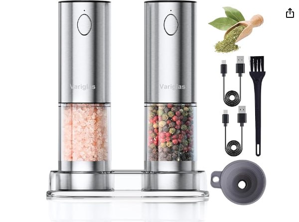 Variglas Salt and Pepper Mills Electric Set of 2 with USB Rechargeable, Improved Large Capacity Spice Mill Electric, Adjustable Coarseness, LED Light #Variglas #SaltandPepperMills #ElectricMill #SpiceUpYourLife #Deutschland #Geschenk #Schnäppchen - Jetzt bei Amazon kaufen!