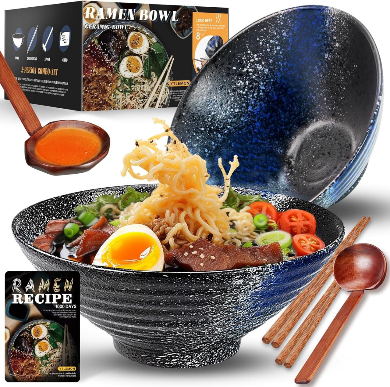 Japanisches Ramen Schüssel Keramik Set 21000ml, inkl. Essstäbchen & Löffel. Ideal für Nudeln, Salate. #Keramik #Ramen #Geschirr #Essen #Deutschland #Geschenk #Rabatt - Jetzt bei Amazon kaufen!