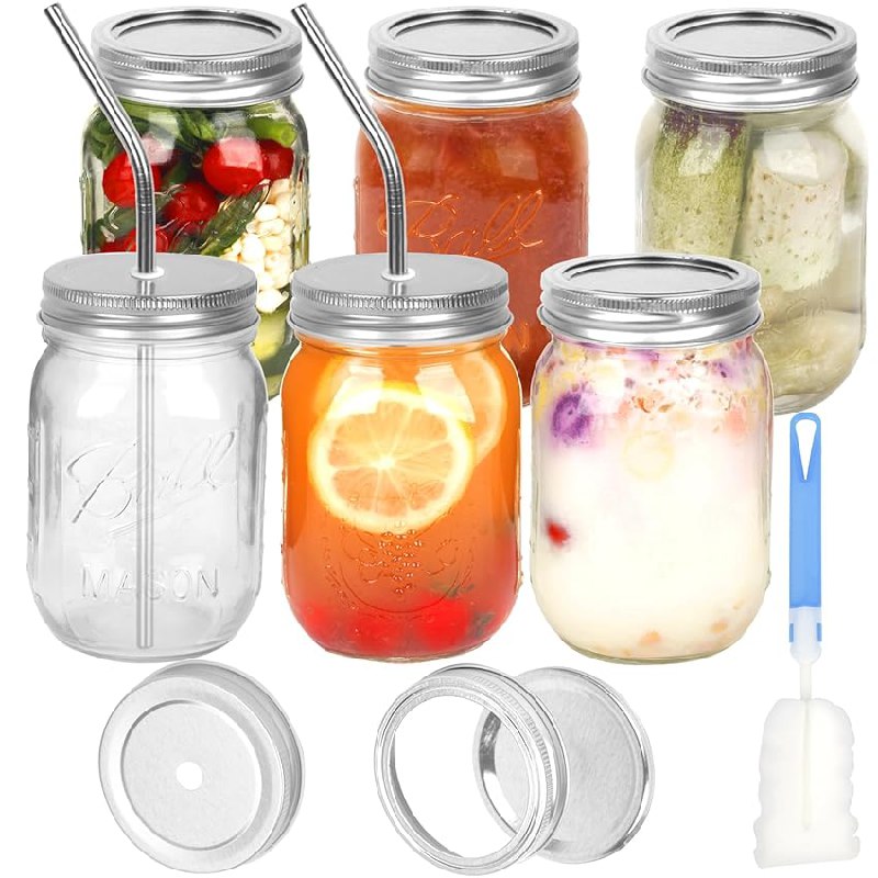 6er Set Einmachgläser (500ml) von VORHOT mit Schraubdeckel und 2 Strohhalm-Deckeln. Luftdicht und vielseitig verwendbar. #VORHOT #Einmachgläser #Küchenzubehör #Praktisch #Deutschland #Geschenk #Schnäppchen - Jetzt bei Amazon kaufen!