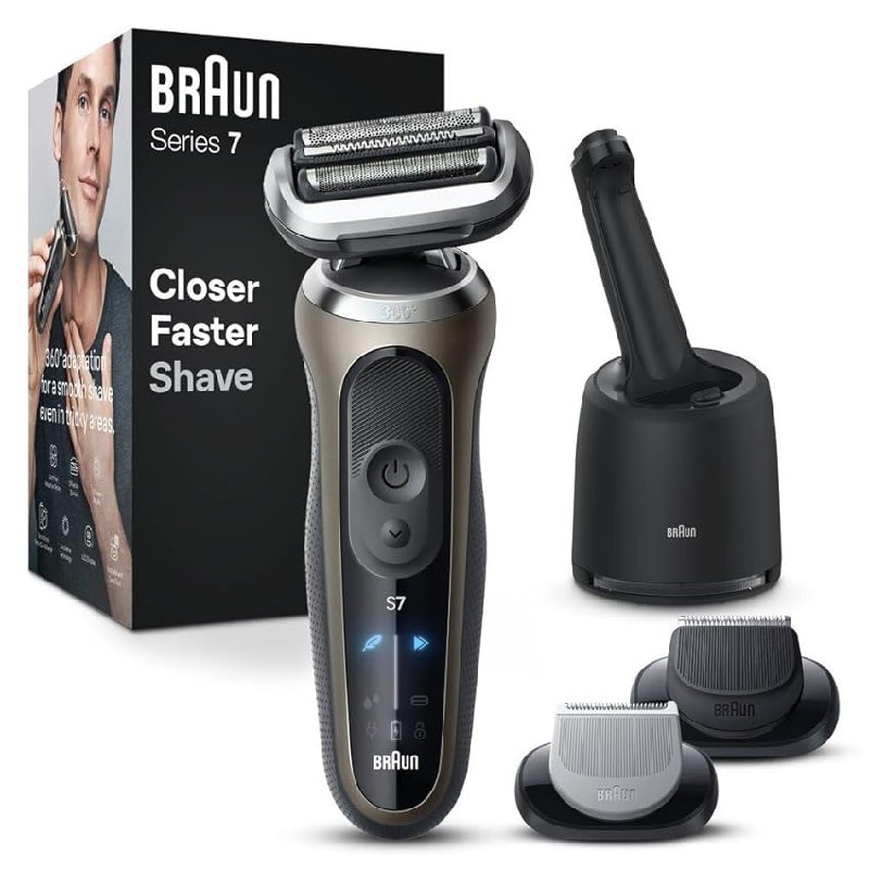 Hochwertiger Braun Series 7 Elektrorasierer für Herren mit Nass- und Trockenrasur-Funktion. Jetzt für nur 179,99€ statt 369,99€ sichern! #Braun #Elektrorasierer #Herren #Schnäppchen #Weihnachten #Geschenk #Angebot - Jetzt bei Amazon kaufen!